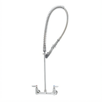 T&S Brass EasyInstall 8-Inch Wall-Mount Pre-Rinse Mixing Faucet Unit with 44-Inch Hose and 0.65 GPM Spray Valve