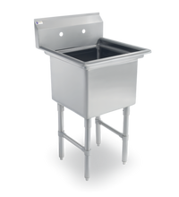 Steel Works Stainless 1-Compartment 304 Stainless Steel Sink with Legs and Crossrails, 24 x 24 x 14 Inch Bowl