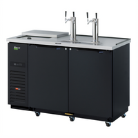 Turbo Air Super Deluxe Club Top Beer Dispenser, 2 Half-Barrel Capacity, Black Vinyl Exterior, 2 Columns