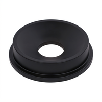 Bronco Round Waste Container Funnel Lid for 32-Gallon Container, Black Polyethylene