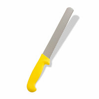 Crestware 10-Inch Serrated Slicer Knife with Yellow Polypropylene Handle