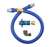 Dormont Blue Hose 3/4 Inch I.D. x 36 Inch Moveable Gas Connector Hose Assembly with Safety Quik Quick-Disconnect Valve and 90° Street Elbow