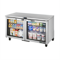 True SPEC SERIES 60-Inch Two-Section Undercounter Refrigerator with 2 Low-E Glass Doors