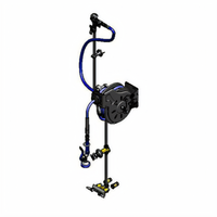 T&S Brass Open Epoxy-Coated Wall-Mount Hose Reel Assembly with 3/8 Inch x 15 Foot Hose, Mixing Faucet and Spray Valve