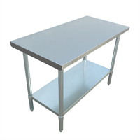 Admiral Craft 48 Inch x 24 Inch 430 Stainless Steel Commercial Work Table with Adjustable Undershelf
