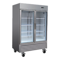 Serv-Ware 2-Section Glass Door Reach-In Refrigerator, 49 Cu. Ft., Stainless Steel, Bottom-Mount
