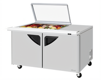 Turbo Air Super Deluxe 60-1/4-Inch 2-Section 19 Cu. Ft. Sandwich/Salad Mega Prep Table with Glass Lid and Work Station
