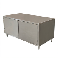BK Resources 72-Inch x 36-Inch Stainless Steel Chef Table Cabinet Base with Hinged Doors