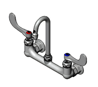T&S Brass Wall-Mount Surgical Sink Mixing Faucet with 8-Inch Adjustable Centers and Gooseneck Spout
