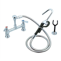 BK Resources OptiFlow Deck Mount Pot Filler Assembly, 8-Inch Centers, 72-Inch Braided Hose