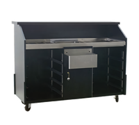 Deluxe 63-Inch Indoor Portable Bar with Stainless Steel Work Surface, Ice Bin and Speed Rails