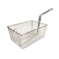 Winco 13-3/8-Inch x 9-1/2-Inch Rectangular Nickel-Plated Medium-Mesh Fry Basket with 10-1/2-Inch Gray Plastic Handle