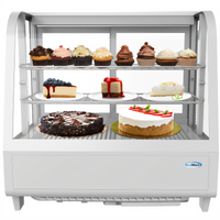 KoolMore 26.8-Inch Wide Countertop Full-Service Refrigerated Display Case with Curved Front Glass, 3.6 Cu. Ft., White