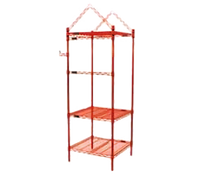 Eagle Stand-Outs 24 Inch x 24 Inch x 64 Inch Soft Goods Display Unit, Red Epoxy, with Wire Shelves and Hanger Rails
