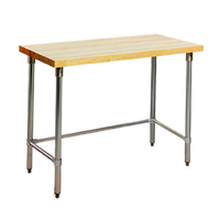 48 x 30 Inch Baker's Top Hardwood Work Table with 4 Inch Side and Rear Splash and Galvanized Base
