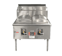 Town Equipment CF-2 Gas Cheung Fun Noodle Range, 2-Section, Stainless Steel Deck, Open Base