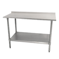Advance Tabco Special Value Series Stainless Steel Work Table with Backsplash and Galvanized Undershelf, 84 x 30 Inches