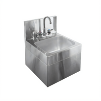 Glastender WHS-14 Wall-Mounted Stainless Steel Hand Sink with Skirt and Deck-Mount Gooseneck Faucet, 14 x 15 in.