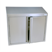 48-Inch Stainless Steel Wall Cabinet with Hinged Doors, 15-Inch Deep