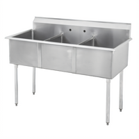 Sapphire 36-Inch Three-Compartment Budget Sink, 18-Gauge 430 Stainless Steel
