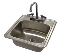 Advance Tabco Special Value Series 1-Compartment Drop-In Sink with Gooseneck Faucet, 15 x 15 Inch, 304 Stainless Steel