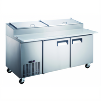 Black Diamond 2-Door 2-Section Refrigerated Pizza Prep Table, 71-Inch Wide, 17 Cu. Ft., Self-Contained