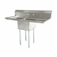 54-Inch 1-Compartment Pot Sink with Left and Right Drainboards