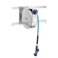 T&S Brass Enclosed Stainless Steel Retractable Hose Reel with 3/8 Inch x 30 Foot Hose and Rear Trigger Spray Valve