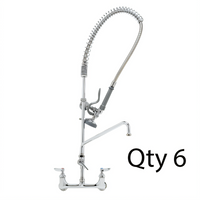 T&S Brass EasyInstall Wall-Mount Pre-Rinse Unit with Mixing Faucet, Add-On Faucet, and 14-Inch Swing Nozzle