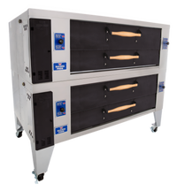 Bakers Pride Super Deck Series Y-802-DSP Double Deck Gas Display Pizza Oven with FibraMent Stone Decks