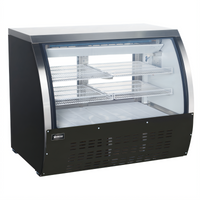 Omcan USA 47-Inch Refrigerated Deli Display Case with Curved Glass, Floor Model, Self-Contained, 18.0 Cu. Ft.