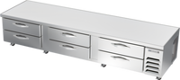 Beverage-Air Six-Drawer Chef Base Refrigerator, 112-Inch Wide, Stainless Steel Top, Side-Mounted Refrigeration