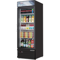 Everest Refrigeration EMGR20B One-Section Glass Door Merchandiser Refrigerator, 20 Cu. Ft., Bottom-Mounted Self-Contained, Black Exterior