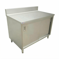 Omcan USA 48 x 30 x 36-Inch Stainless Steel Enclosed Work Table with Sliding Doors and 6-Inch Backsplash