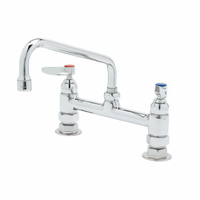 T&S Brass Double Pantry Deck-Mount Faucet with 8-Inch Swing Nozzle, 8-Inch Centers