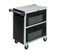 Vollrath 3-Shelf Bussing Cart with Three-Sided Black Vinyl Panels and Stainless Steel Shelves, 300 lb. Capacity