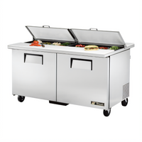 True Dual-Sided Sandwich/Salad Prep Table, 60-Inch, 16-Pan, Solid Doors
