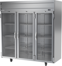 Beverage-Air Horizon Series Three-Section Reach-In Glass Door Display Freezer, 69.1 Cu. Ft., Top-Mounted Self-Contained Refrigeration