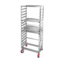 Lifetime Tough Extra Heavy-Duty Aluminum Side-Load Bun Pan Rack on Casters, 10-Pan Capacity, 29 x 18 x 70 Inches