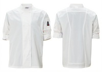 Winco Signature Tapered-Fit Ventilated Chef Jacket — Long Sleeve, 65/35 Poly-Cotton, White, XL