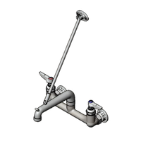 T&S Brass B-0660-POL 8-Inch Wall-Mount Service Sink Faucet with 9-Inch Pail Hook Spout, Polished Chrome