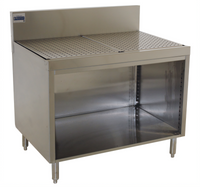 Advance Tabco Prestige Supreme Stainless Steel 36-Inch Open Front Underbar Drainboard Cabinet with 7-Inch Backsplash