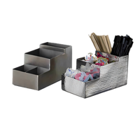 American Metalcraft Hammered Stainless Steel 4-Compartment Coffee/Bar Organizer