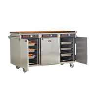 FWE Handy Line Mobile Heated Holding Cabinet, 3-Section, Undercounter Height, 7 Pan Capacity Per Compartment