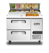 Migali Competitor Series® 44-Inch Pizza Prep Table with Drawers, Self-Contained Side-Mount Refrigeration