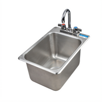 BK Resources One-Compartment Drop-In Sink with Faucet and Basket Drain, 10 x 14 Bowl, 18/304 Stainless Steel