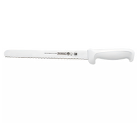 Mundial 10-Inch Serrated Slicing Knife with White Antimicrobial Polypropylene Handle