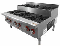 Omcan Countertop Step-Up Natural Gas Hot Plate with 6 Open Burners, 36-Inch