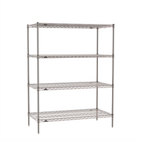 Metro Super Erecta Stationary Starter Wire Shelving Unit, 42 x 24 x 63 Inches, 4 Shelves, Metroseal Gray