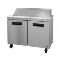 Hoshizaki Steelheart SR48B-12 48-Inch Two-Section Sandwich Top Refrigerated Prep Table with 12-Pan Rail
